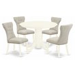 Pemberly Row 5-Piece Wood Dining Set Linen White/Doeskin Fabric