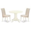Pemberly Row 3-Piece Pedestal Dining Set in Linen White and Cream