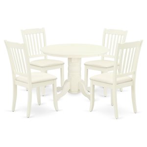 Pemberly Row 5-Piece Wood Dining Set with Upholstered Seats in White