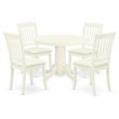 Pemberly Row 5-Piece Wood Dining Set with Upholstered Seats in White