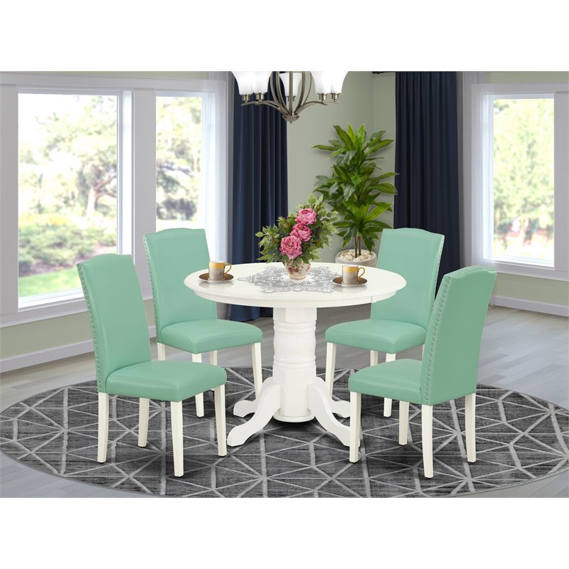 Pemberly Row 5-Piece Wood Dining Set with PU Leather Upholstery