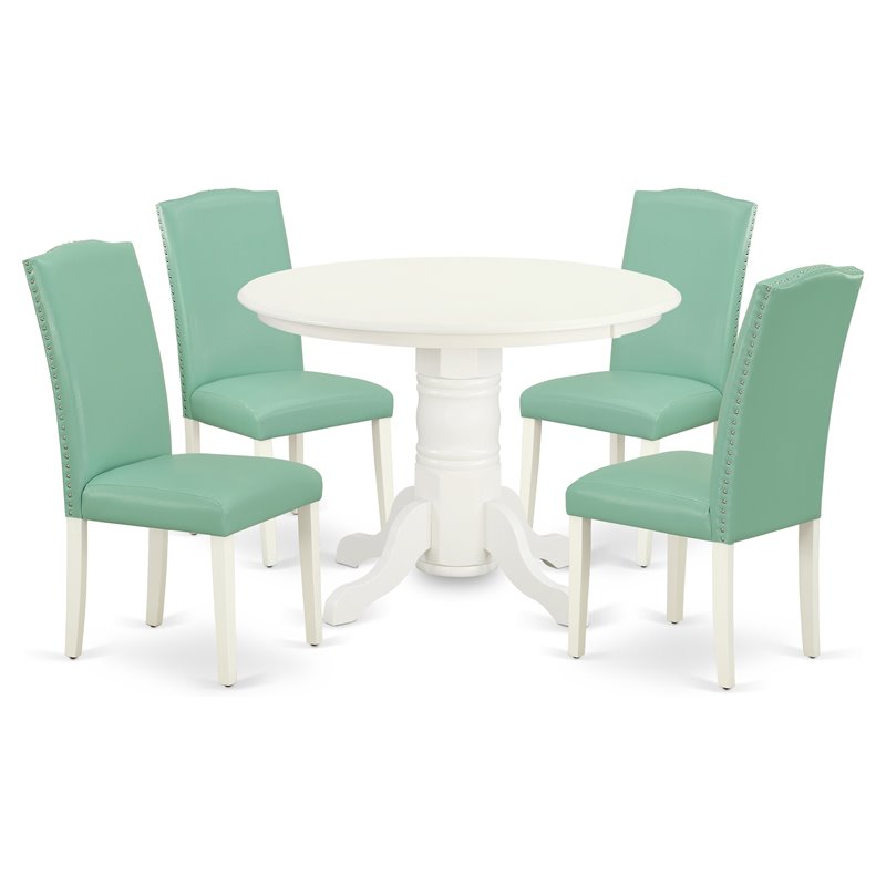 Pemberly Row 5-Piece Wood Dining Set with PU Leather Upholstery
