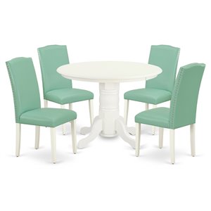 Pemberly Row 5-Piece Wood Dining Set with PU Leather Upholstery