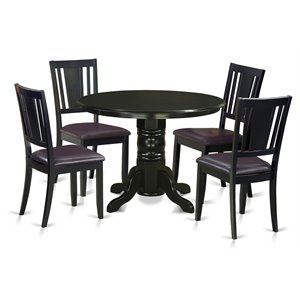 Pemberly Row 5-Piece Wood Dining Table Set with Faux Leather Chairs