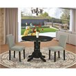 Pemberly Row 3-Piece Wood Dining Set in Black with Shitake Chairs
