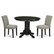 Pemberly Row 3-Piece Wood Dining Set in Black with Shitake Chairs