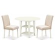 Pemberly Row 3-Piece Wood Dining Set in Linen White and Light Beige