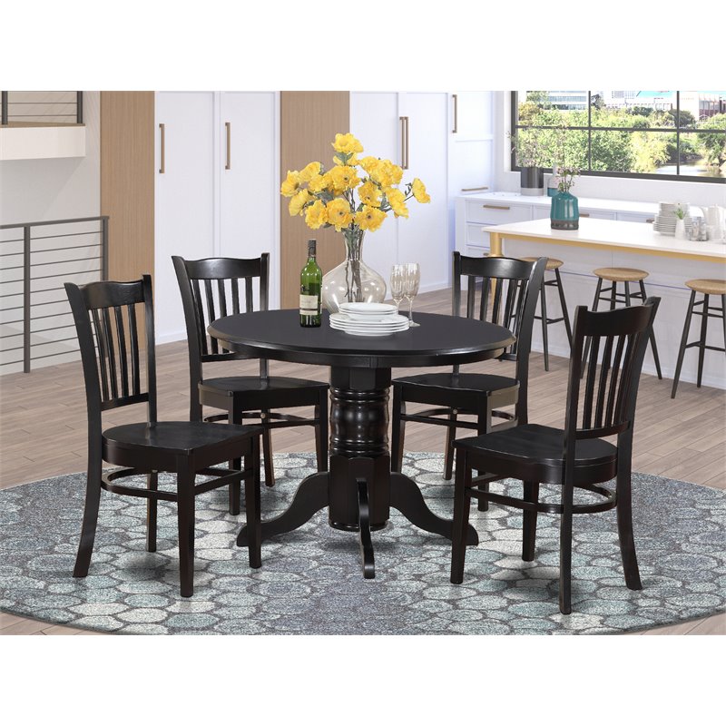 Pemberly Row 5-Piece Traditional Wood Kitchen Set in Black Finish