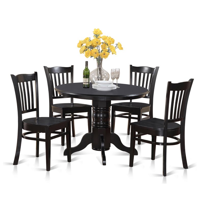 Pemberly Row 5-Piece Traditional Wood Kitchen Set in Black Finish