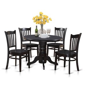 Pemberly Row 5-Piece Traditional Wood Kitchen Set in Black Finish
