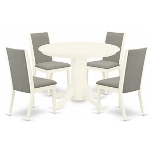 Pemberly Row 5-Piece White Wood Kitchen Set with Parson Chairs