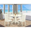 Pemberly Row 5-Piece Wooden Round Dining Set with Linen White Finish