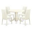Pemberly Row 5-Piece Wooden Round Dining Set with Linen White Finish