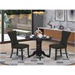 Pemberly Row 3-Piece Rubber Wood Kitchen Set with Round Table in Black