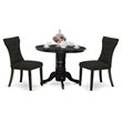 Pemberly Row 3-Piece Rubber Wood Kitchen Set with Round Table in Black
