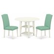 Pemberly Row 3-Piece Drop Leaf Dining Set with Shelf in Linen White/Pond