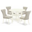 Pemberly Row 5-Piece Wood Dining Set with Parson Chairs in White/Doeskin