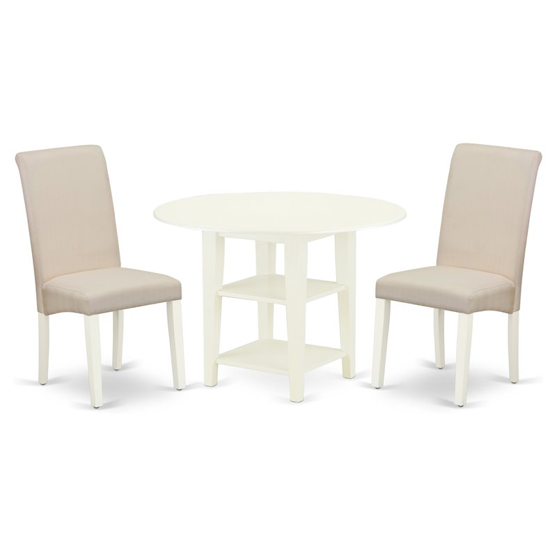 Pemberly Row 3-Piece Wood Dining Set with Drop Leaf Table and Chairs