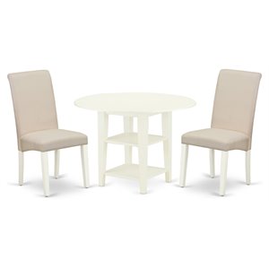 Pemberly Row 3-Piece Wood Dining Set with Drop Leaf Table and Chairs