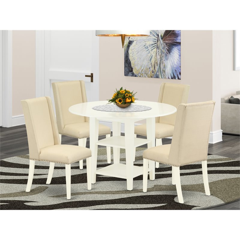 Pemberly Row 5-Piece Wood Dining Table Set with Upholstered Chairs