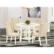 Pemberly Row 5-Piece Wood Dining Table Set with Upholstered Chairs