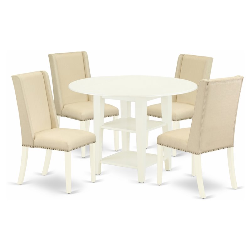 Pemberly Row 5-Piece Wood Dining Table Set with Upholstered Chairs
