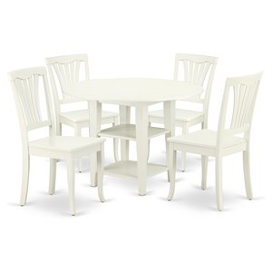 Pemberly Row 5-Piece Wood Dining Table Set in Linen White Finish