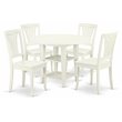 Pemberly Row 5-Piece Wood Dining Table Set in Linen White Finish