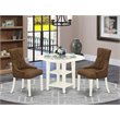 Pemberly Row 3-Piece Wood Dining Set in Linen White and Dark Coffee