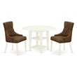 Pemberly Row 3-Piece Wood Dining Set in Linen White and Dark Coffee