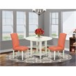 Pemberly Row 3-Piece Dining Set with Linen White and Pink Flamingo Chairs