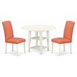 Pemberly Row 3-Piece Dining Set with Linen White and Pink Flamingo Chairs