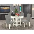Pemberly Row 5-Piece Wood Dining Set in Linen White and Dark Shitake