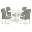 Pemberly Row 5-Piece Wood Dining Set in Linen White and Dark Shitake
