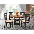 Pemberly Row 5-Piece Black and Cherry Dining Set with Cushion Seats