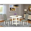 Pemberly Row 3-Piece Wood Dining Set with Linen Fabric in Linen White/Smoke