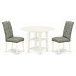Pemberly Row 3-Piece Wood Dining Set with Linen Fabric in Linen White/Smoke