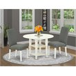 Pemberly Row 3-Piece Wood Dining Set with Linen Fabric in Linen White/Gray