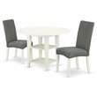 Pemberly Row 3-Piece Wood Dining Set with Linen Fabric in Linen White/Gray