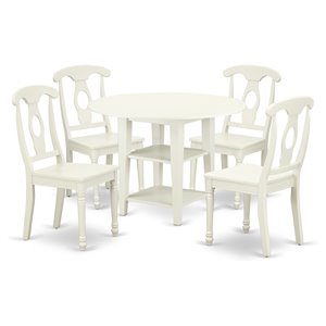 Pemberly Row 5-Piece Wood Drop Leaf Dining Set in Linen White