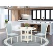 Pemberly Row 3-Piece Wood Drop Leaf Dining Set in Linen White/Baby Blue