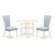 Pemberly Row 3-Piece Wood Drop Leaf Dining Set in Linen White/Baby Blue