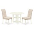 Pemberly Row 3-Piece Dining Set in Wood Linen White/Light Beige