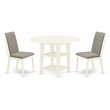 Pemberly Row 3-Piece Wood Dining Set in Linen White & Shitake