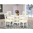 Pemberly Row 5-Piece Wood Dining Set with Linen Seat in White Finish