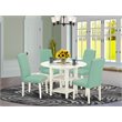 Pemberly Row 5-Piece Asian Hardwood Dining Set in Linen White/Pond