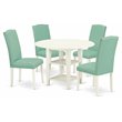 Pemberly Row 5-Piece Asian Hardwood Dining Set in Linen White/Pond