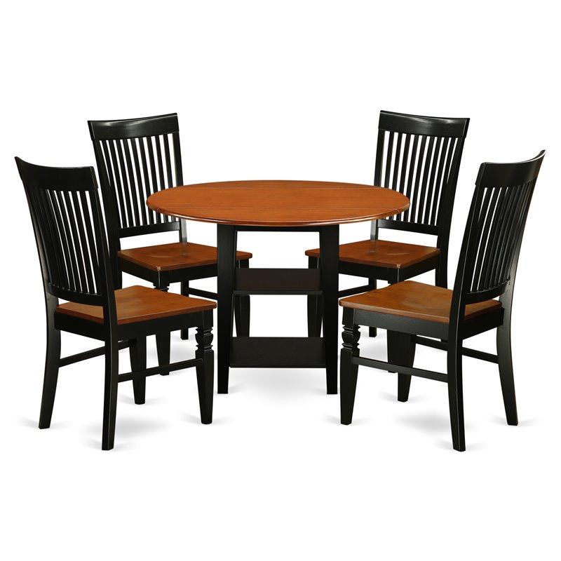 Pemberly Row 5-Piece Wooden Dining Set in Black & Cherry Finish