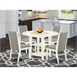 Pemberly Row 5-Piece Dining Room Table Set in Linen White Wood