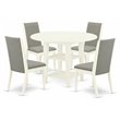 Pemberly Row 5-Piece Dining Room Table Set in Linen White Wood